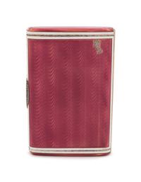A Russian Silver, Guilloché Enameled and Diamond-Inset Cigarette Case