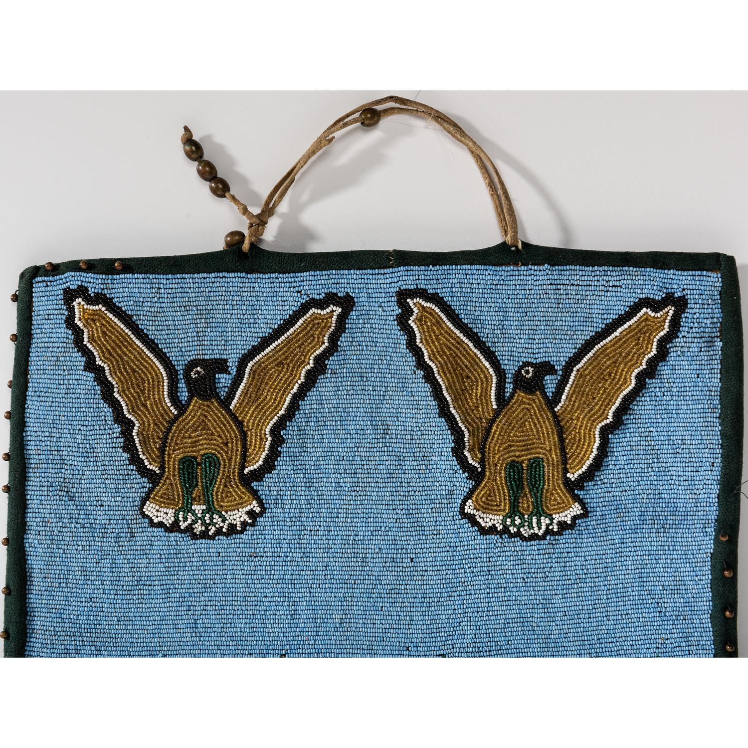 Plateau Beaded Flat Bag, with Horses and Eagles