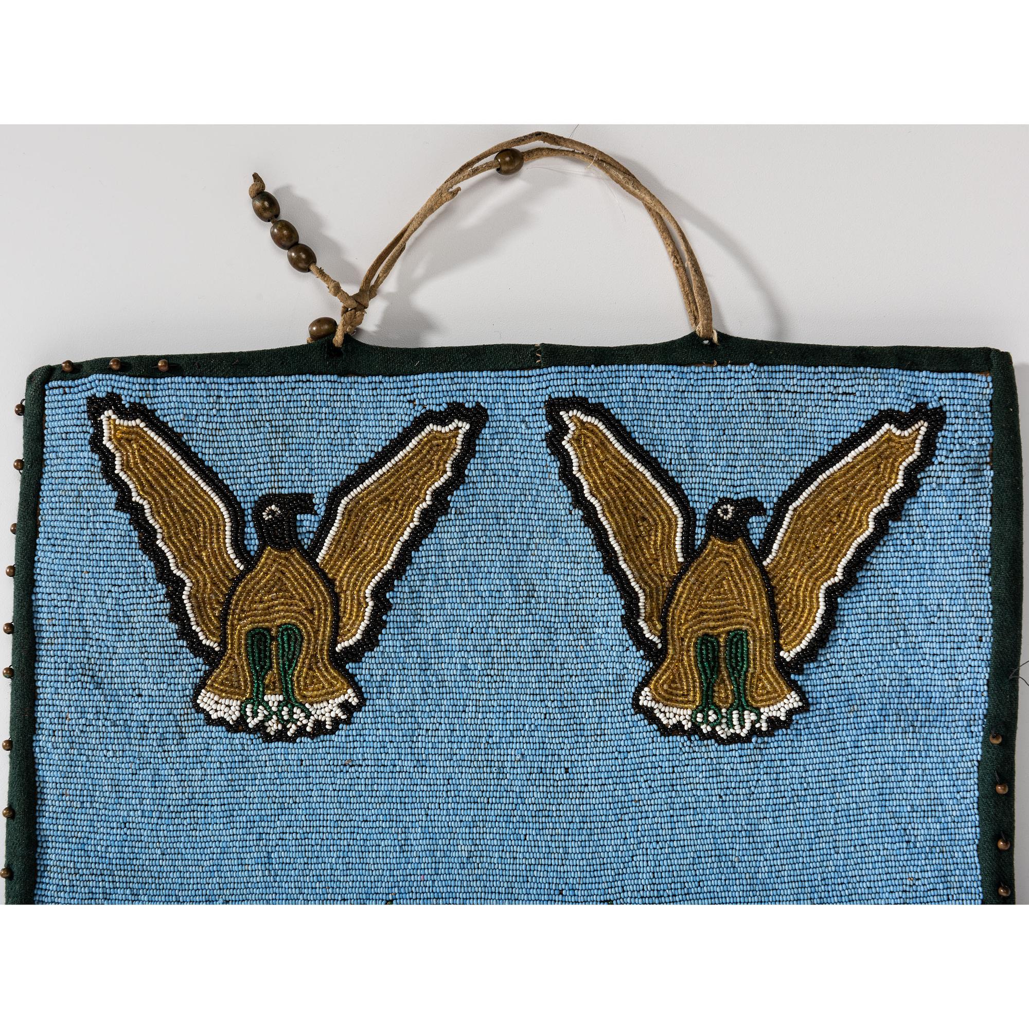 Plateau Beaded Flat Bag, with Horses and Eagles