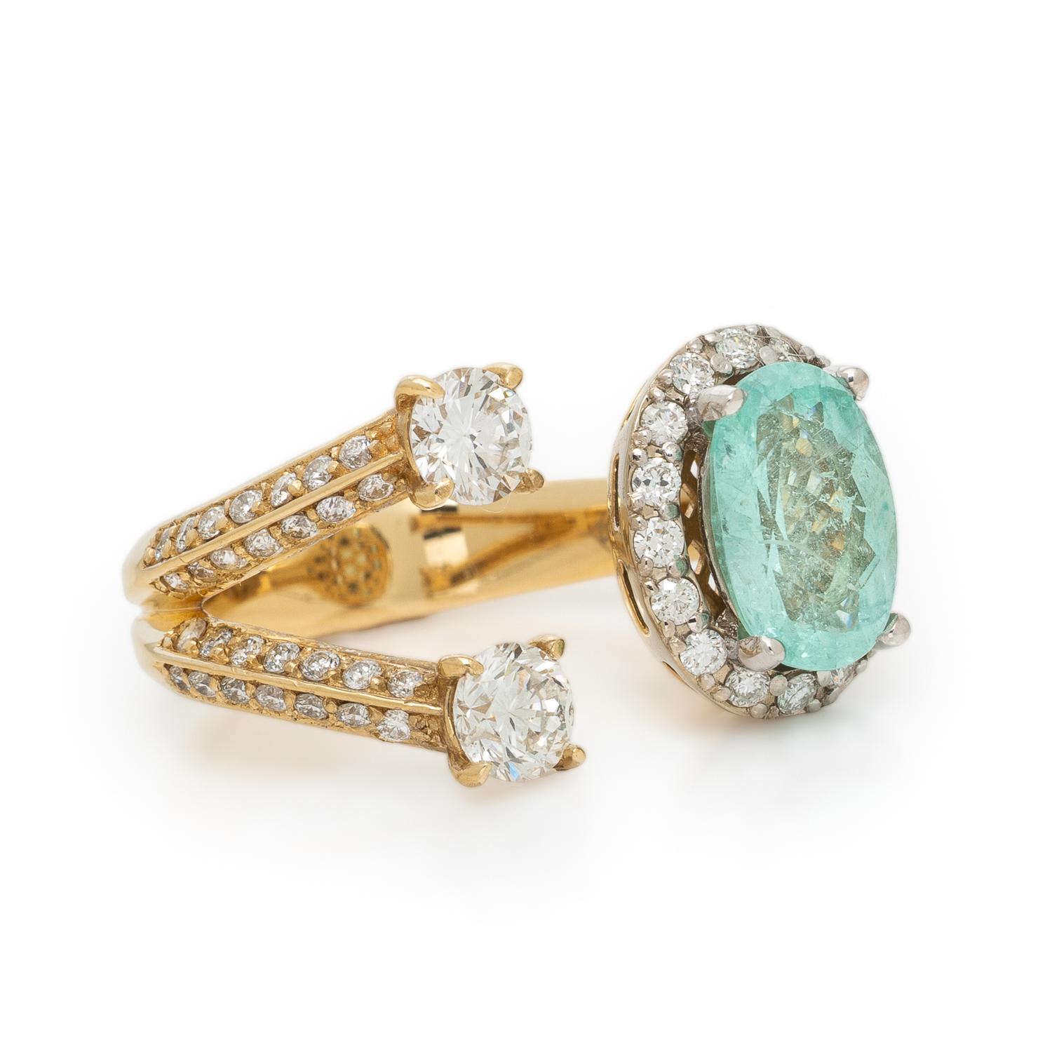 PARAIBA-TYPE TOURMALINE AND DIAMOND RING