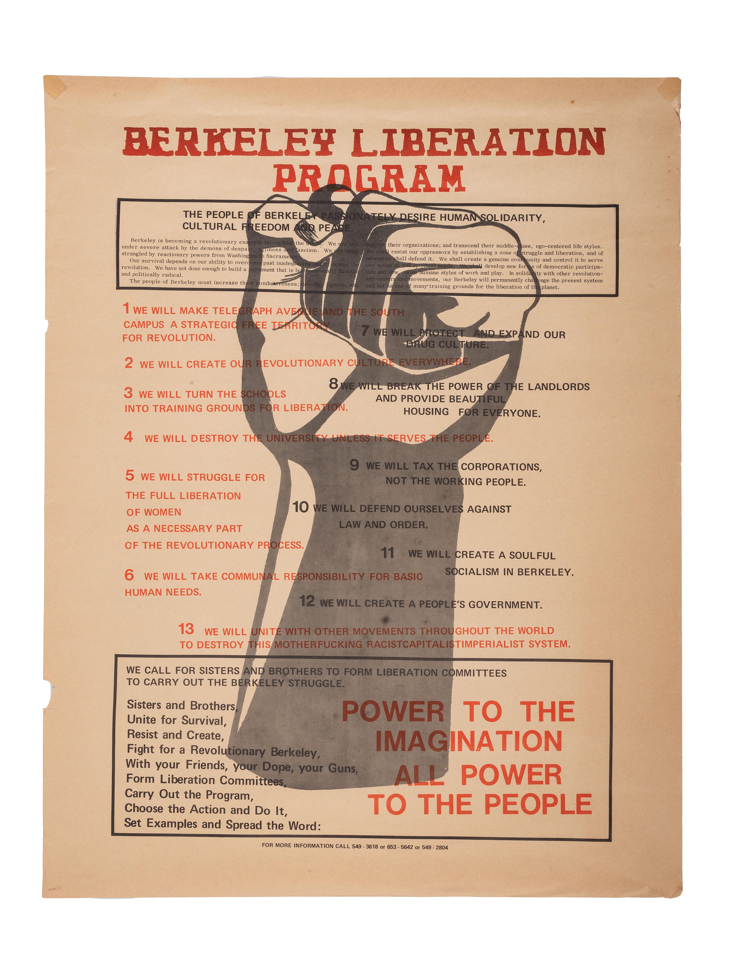 [CIVIL RIGHTS]. Berkeley Liberation Program . [Berkeley, CA]: N.p., [1969].