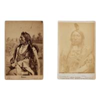 [Late Indian Wars]. A pair of cabinet cards of Little Bighorn participants, including Goose and Spotted Eagle.