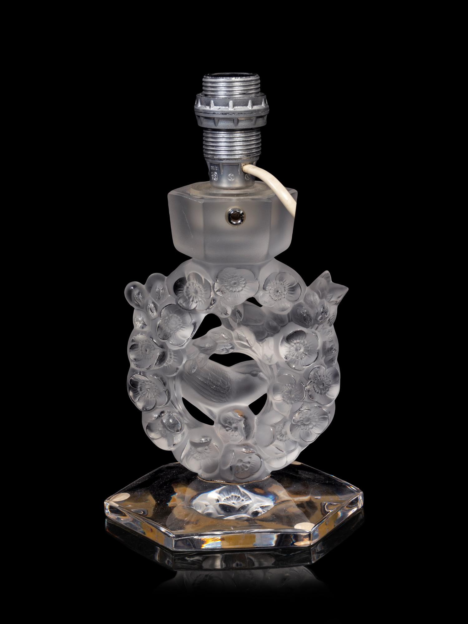 A Lalique Mesanges Table Lamp