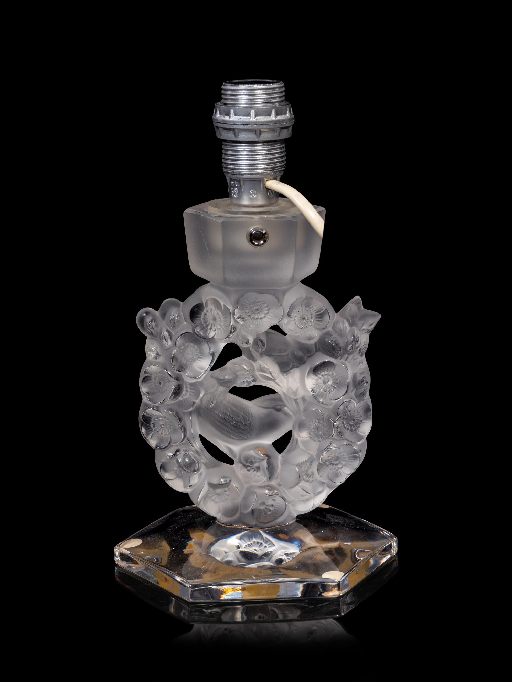 A Lalique Mesanges Table Lamp