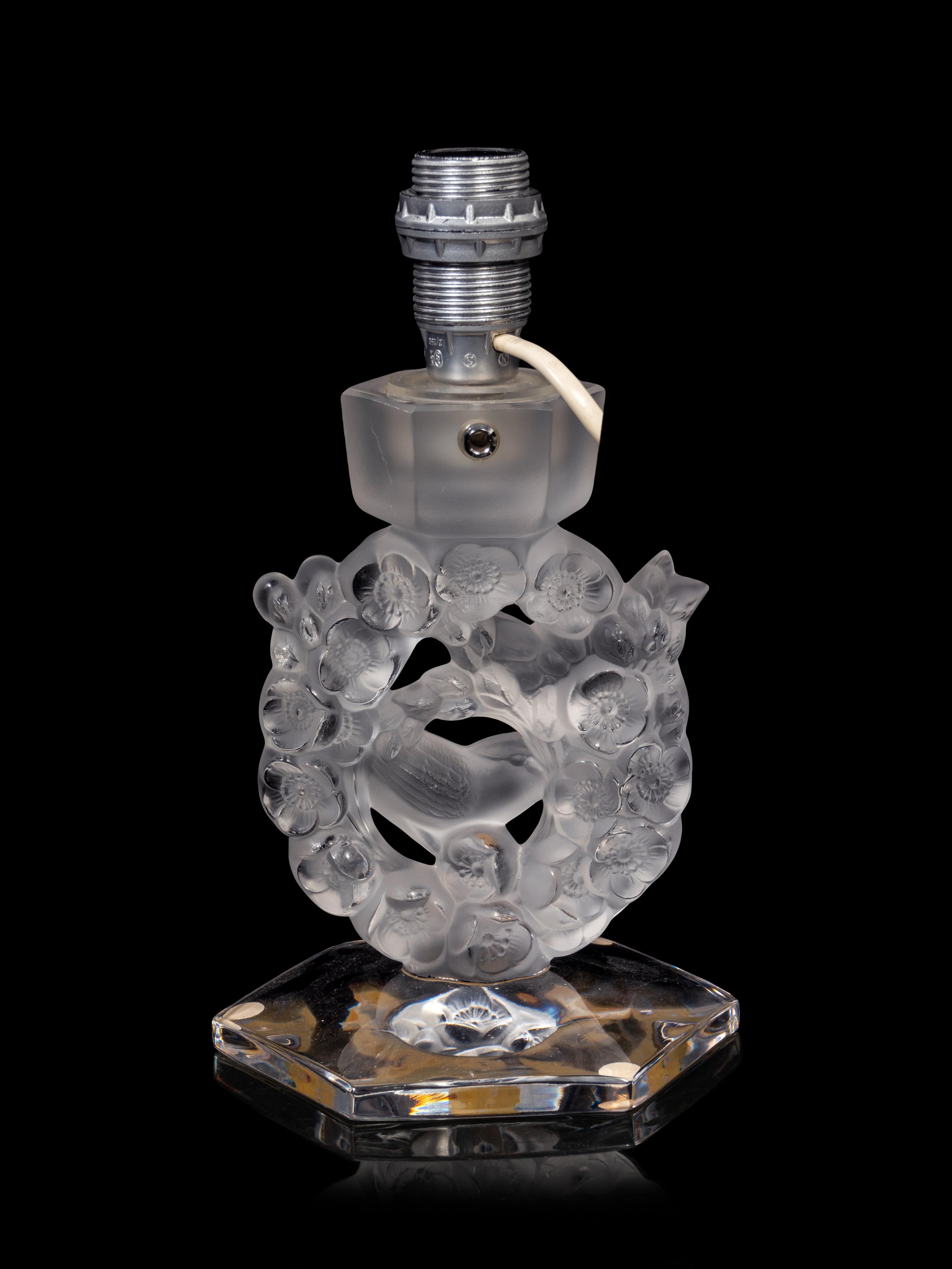 A Lalique Mesanges Table Lamp