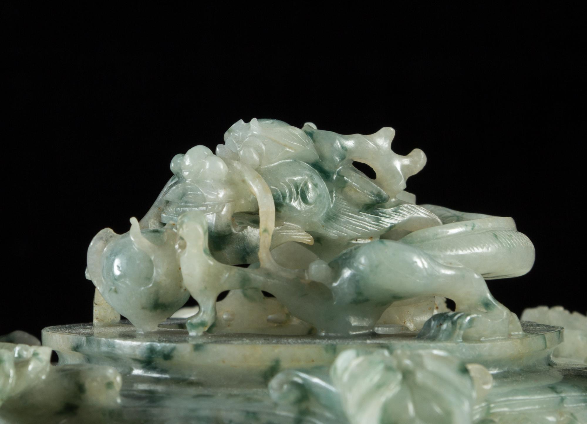 A Large Chinese Imperial Pierce- and Relief Carved Jadeite Four Tier Tripod Censer LATE QING DYNASTY — LATE QING DYNASTY