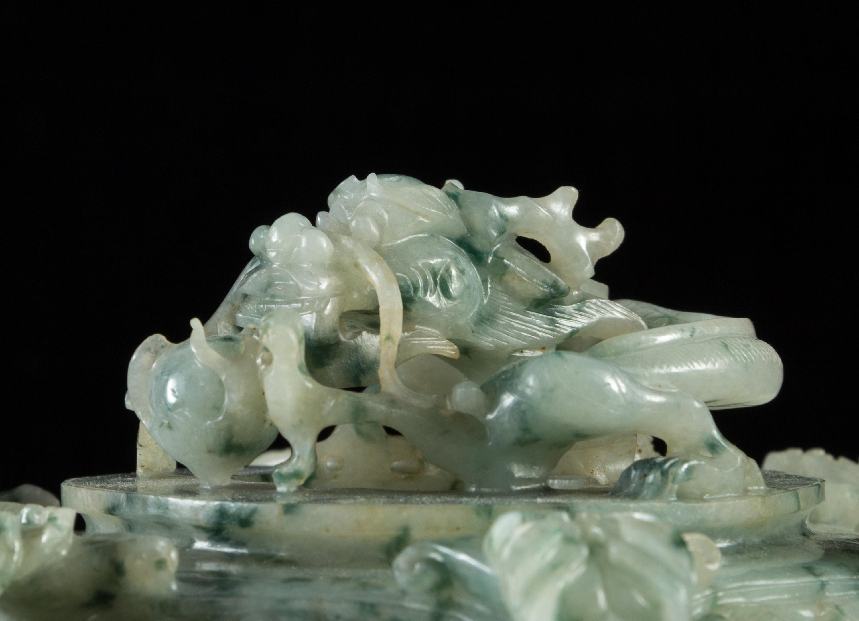 A Large Chinese Imperial Pierce- and Relief Carved Jadeite Four Tier Tripod Censer LATE QING DYNASTY — LATE QING DYNASTY