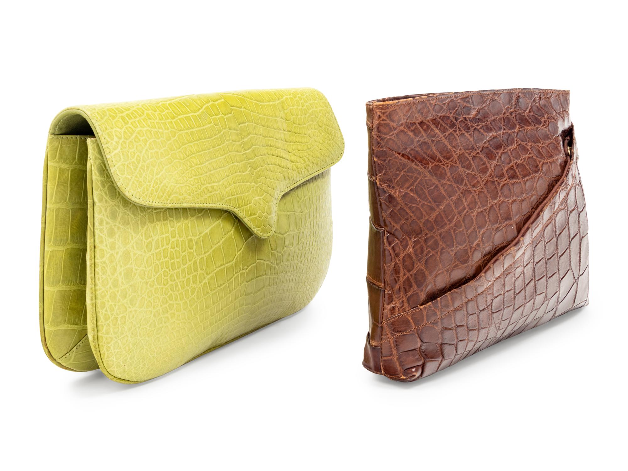 Two Designer Alligator Bags: One Lana Marks Clutch and One Bottega Veneta Clutch