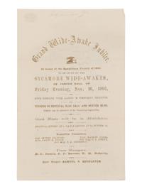 [LINCOLN-HAMLIN CAMPAIGN]. Grand Wide-Awake Jubilee. In honor of the Republican Victory of 1860 . Syamore, IL: True Republican Print, 16 November 1860.