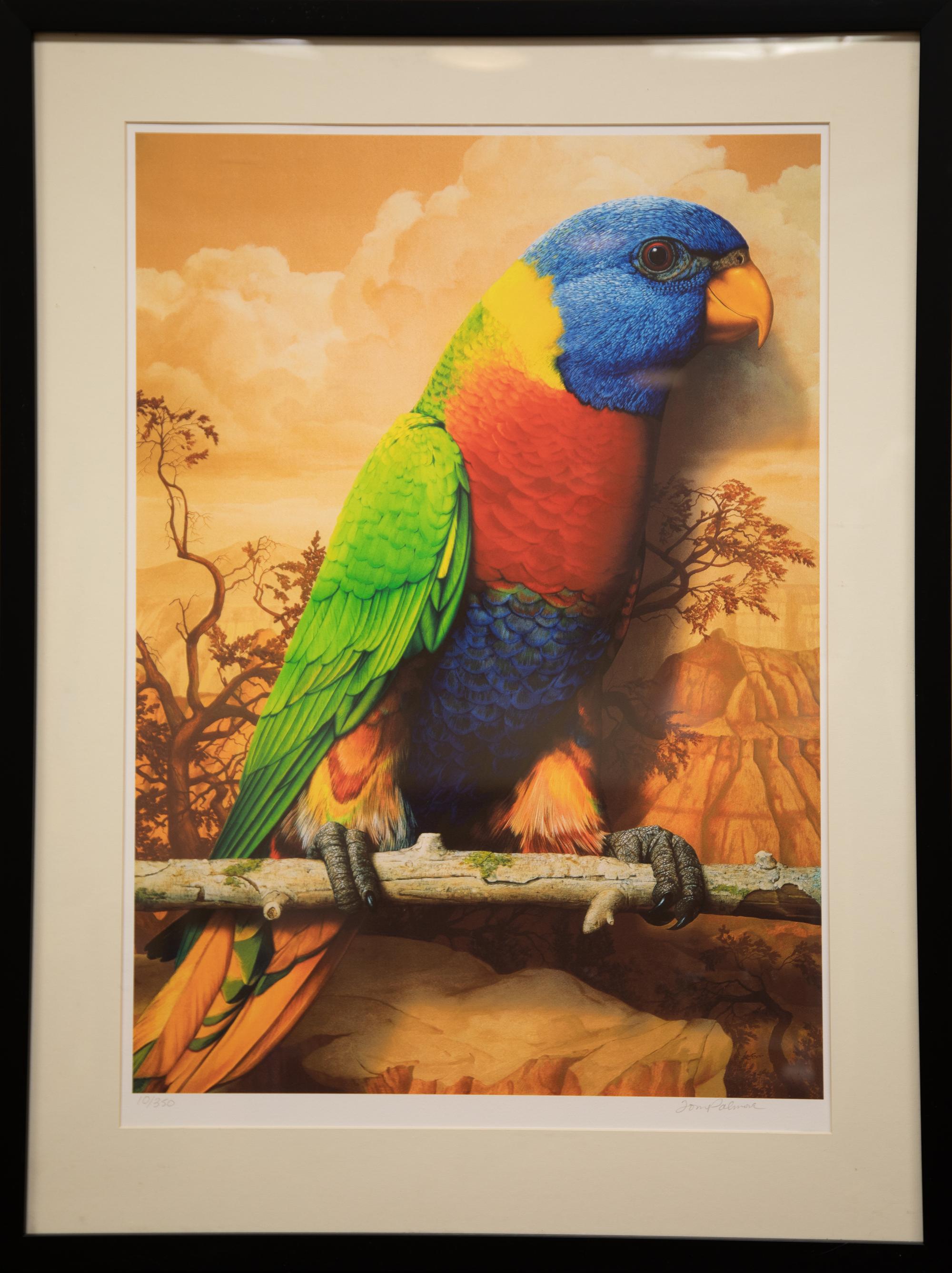Rainbow Parrot, edition of 10/350, and book, Earthlings: The Paintings of Tom Palmore