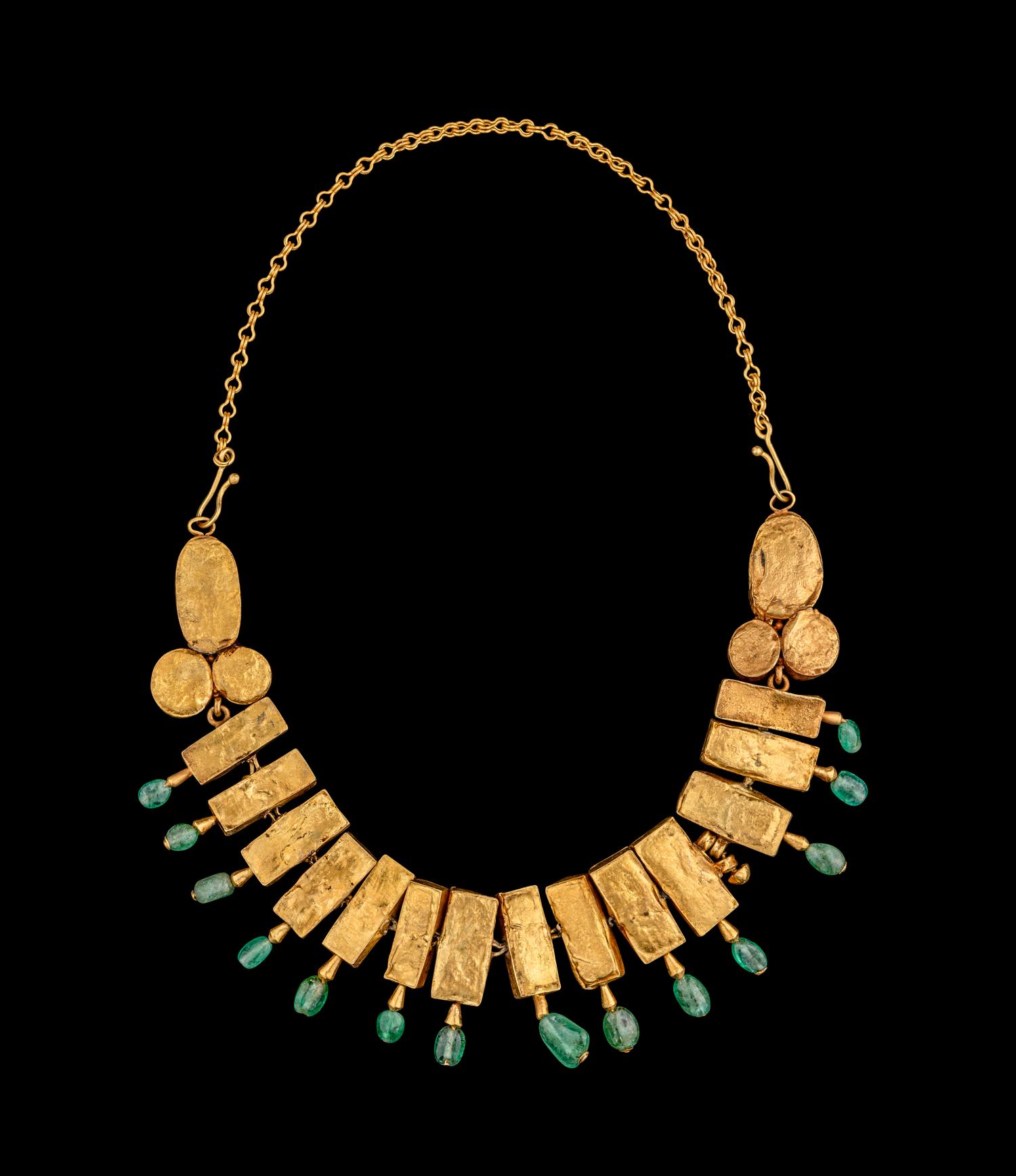 A Byzantine Gold, Sapphire, Chalcedony, Amethyst, and Emerald Necklace