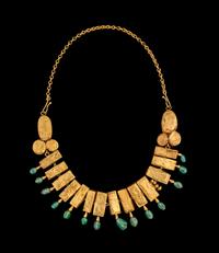 A Byzantine Gold, Sapphire, Chalcedony, Amethyst, and Emerald Necklace