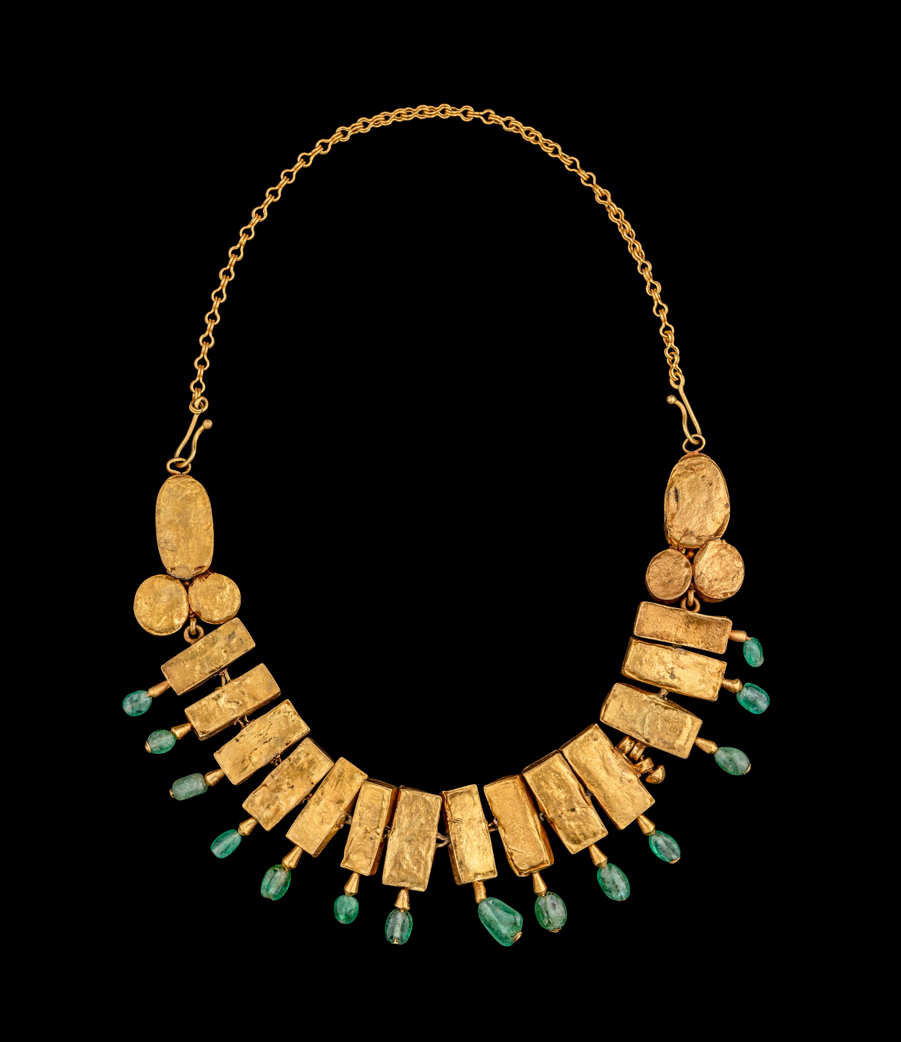 A Byzantine Gold, Sapphire, Chalcedony, Amethyst, and Emerald Necklace