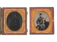 [CIVIL WAR]. 3 cased images of soldiers proudly displaying their Enfield rifle muskets.