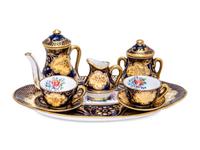 A Miniature Royal Staffordshire Porcelain Seven-Piece Coffee Service