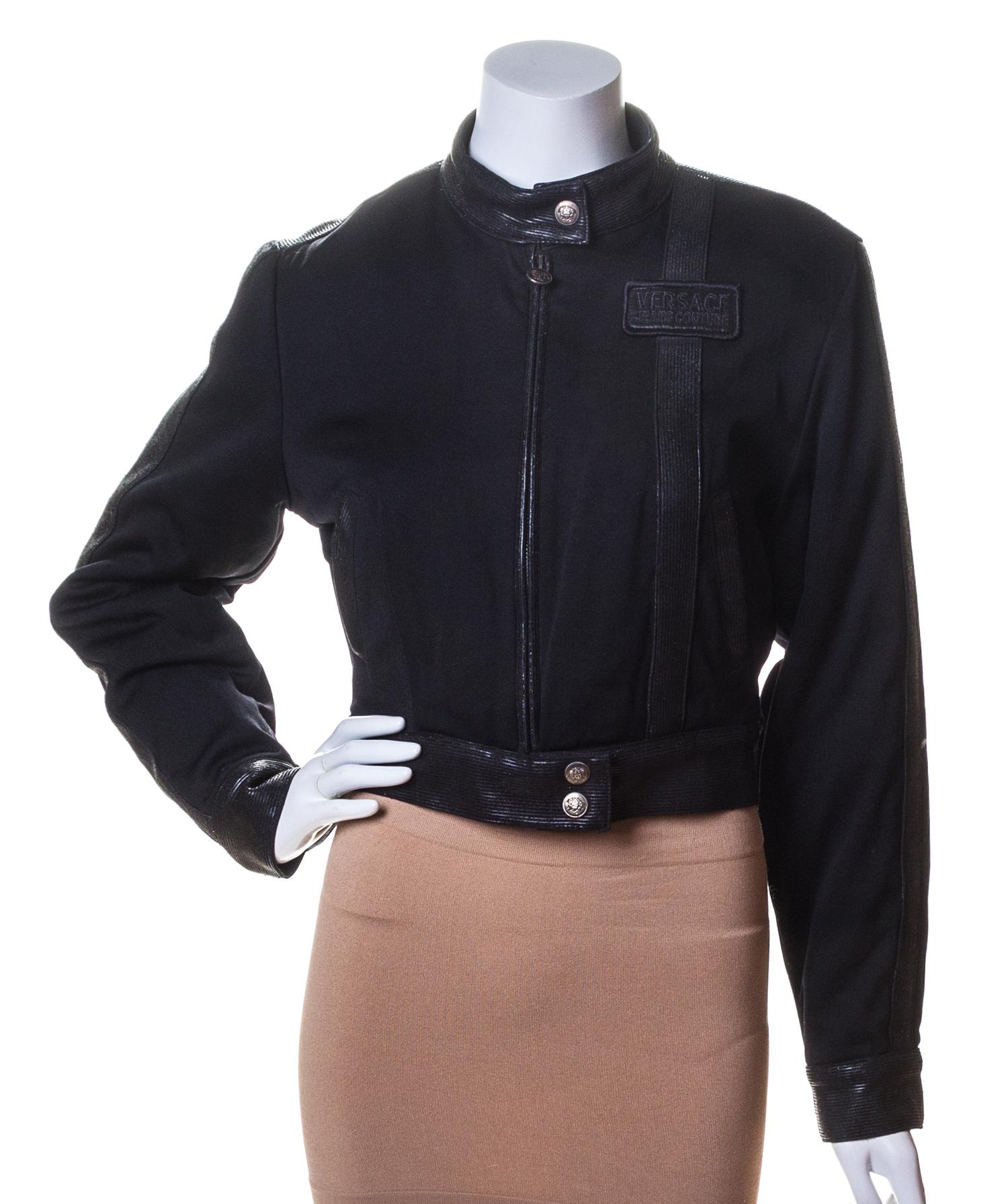 A Versace Black Moto Jacket,