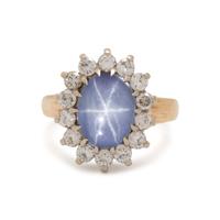 STAR SAPPHIRE AND DIAMOND RING