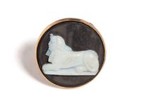 A Neoclassical Gold and Onyx Cameo Ring with a Sphinx