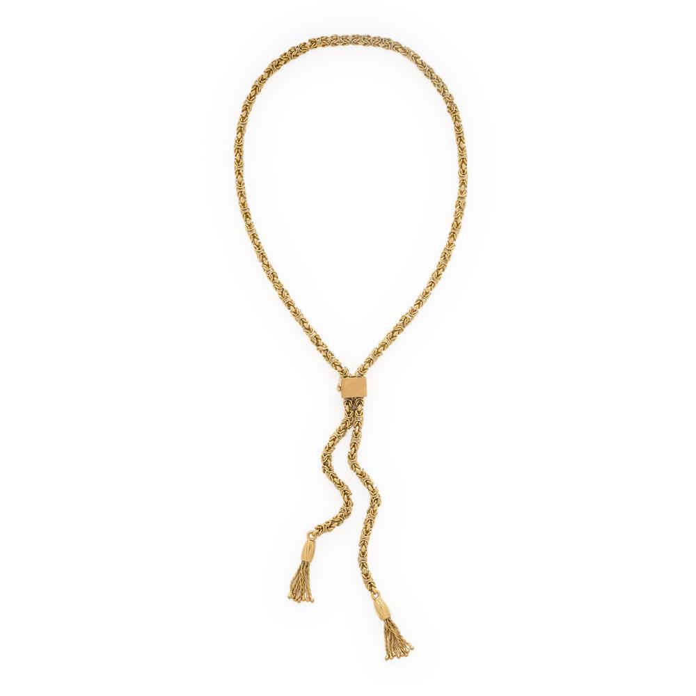 Yellow Gold Rope Tassel Necklace