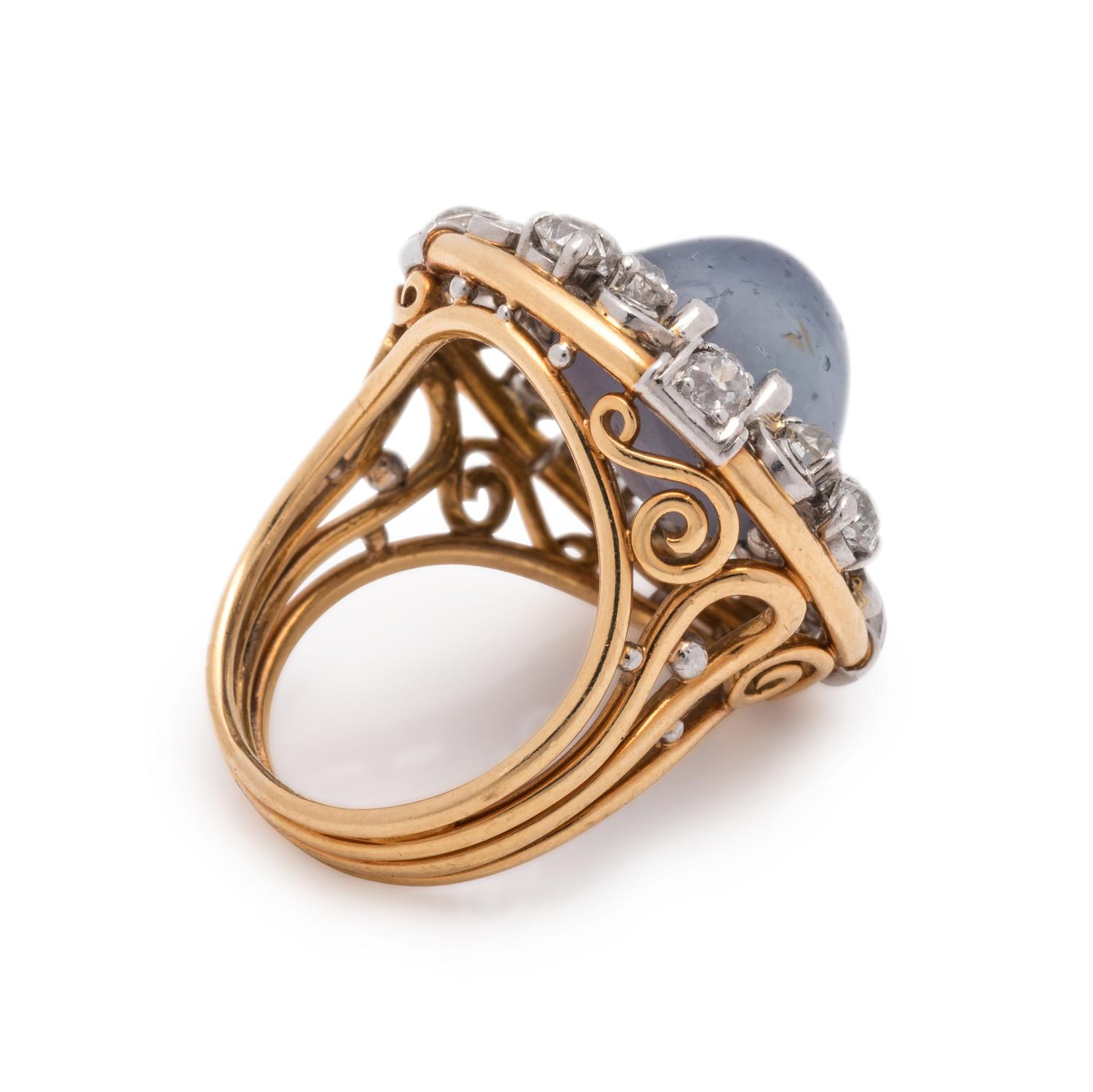 STAR SAPPHIRE AND DIAMOND RING