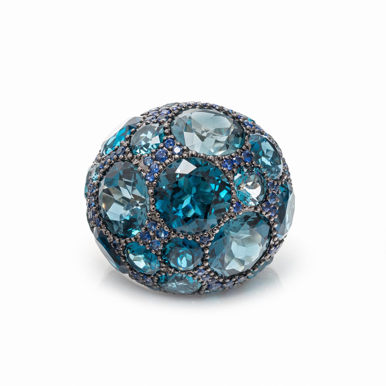 BLUE TOPAZ AND SAPPHIRE RING