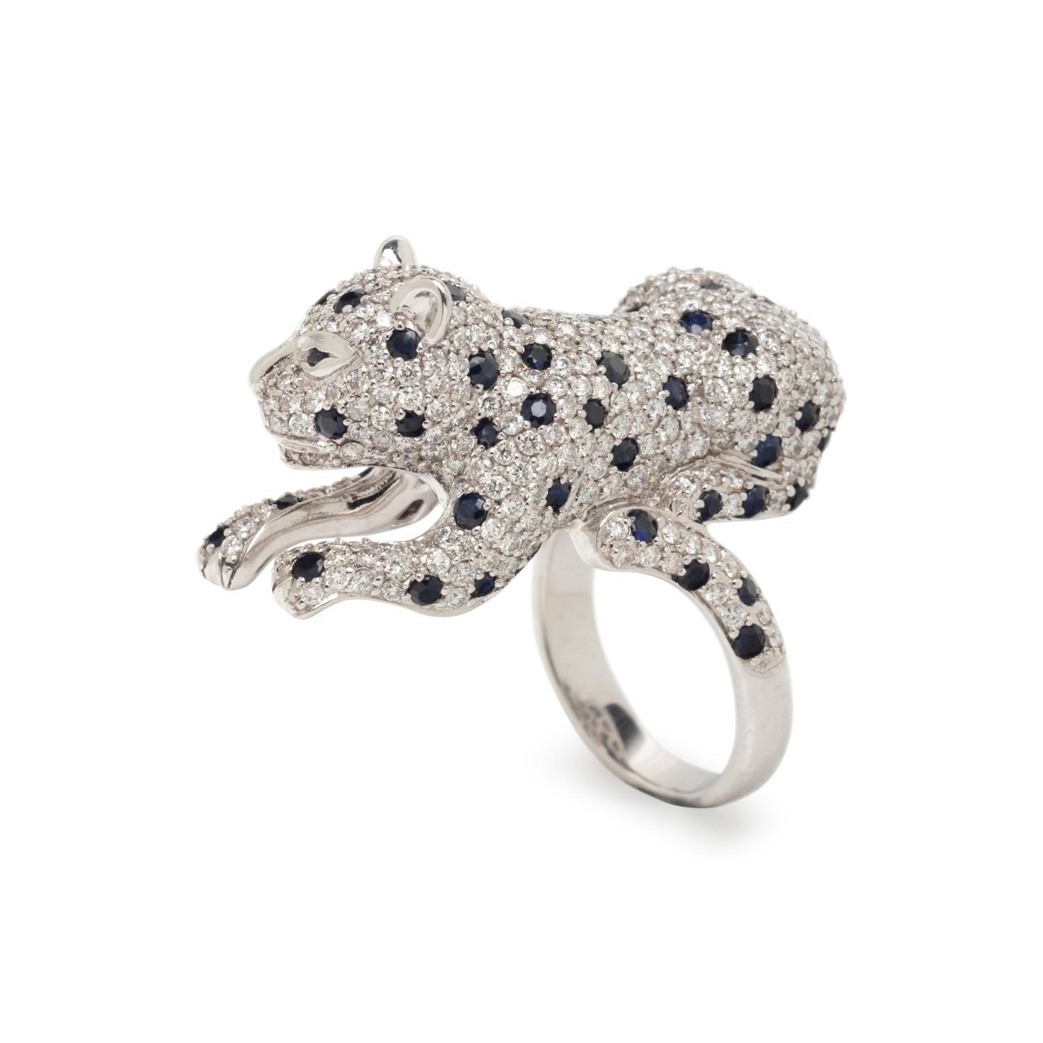 DIAMOND AND SAPPHIRE PANTHER RING