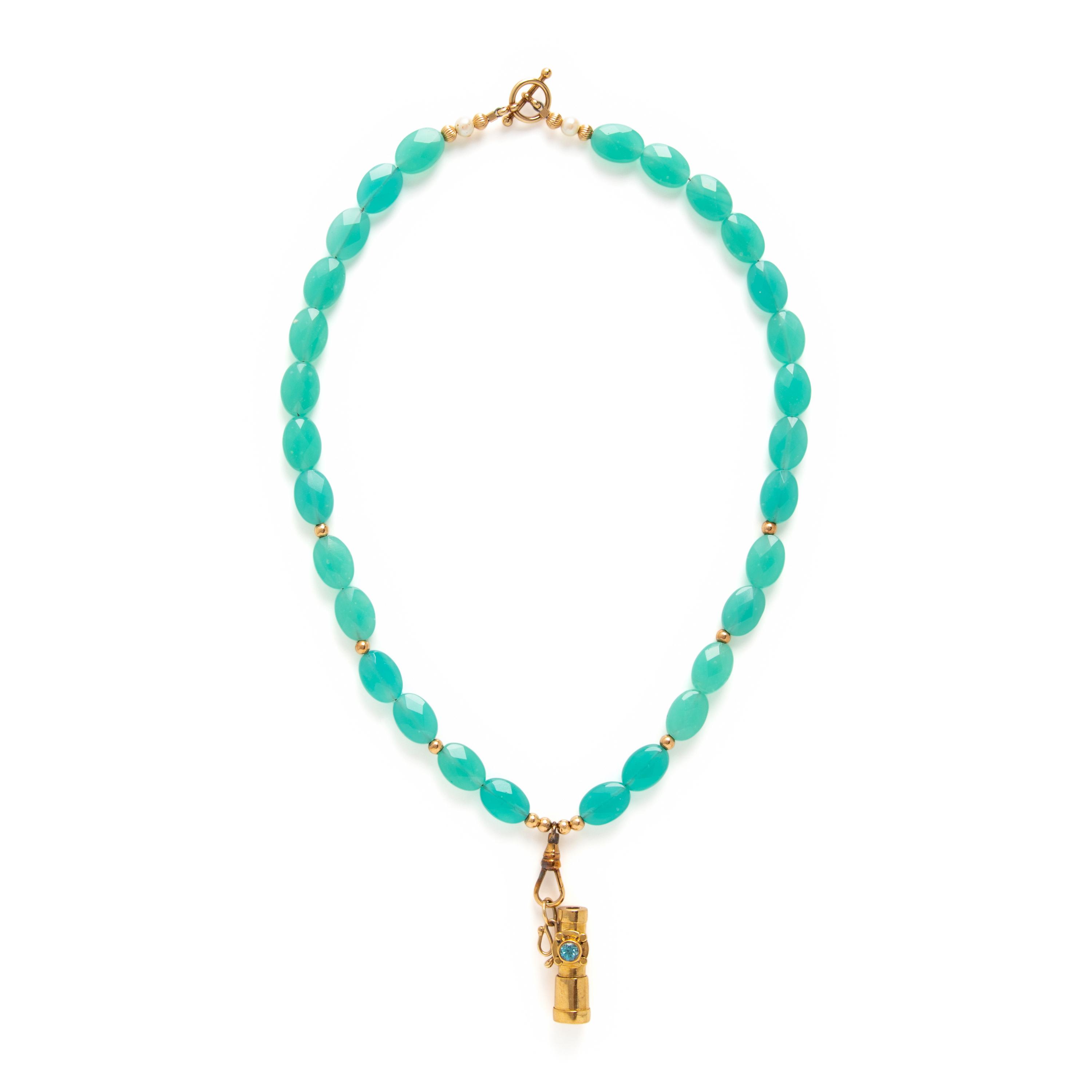 Multigem and Yellow Gold Necklace with Kaleidoscope Pendant