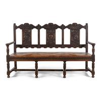 A Continental Carved Oak Hall Bench