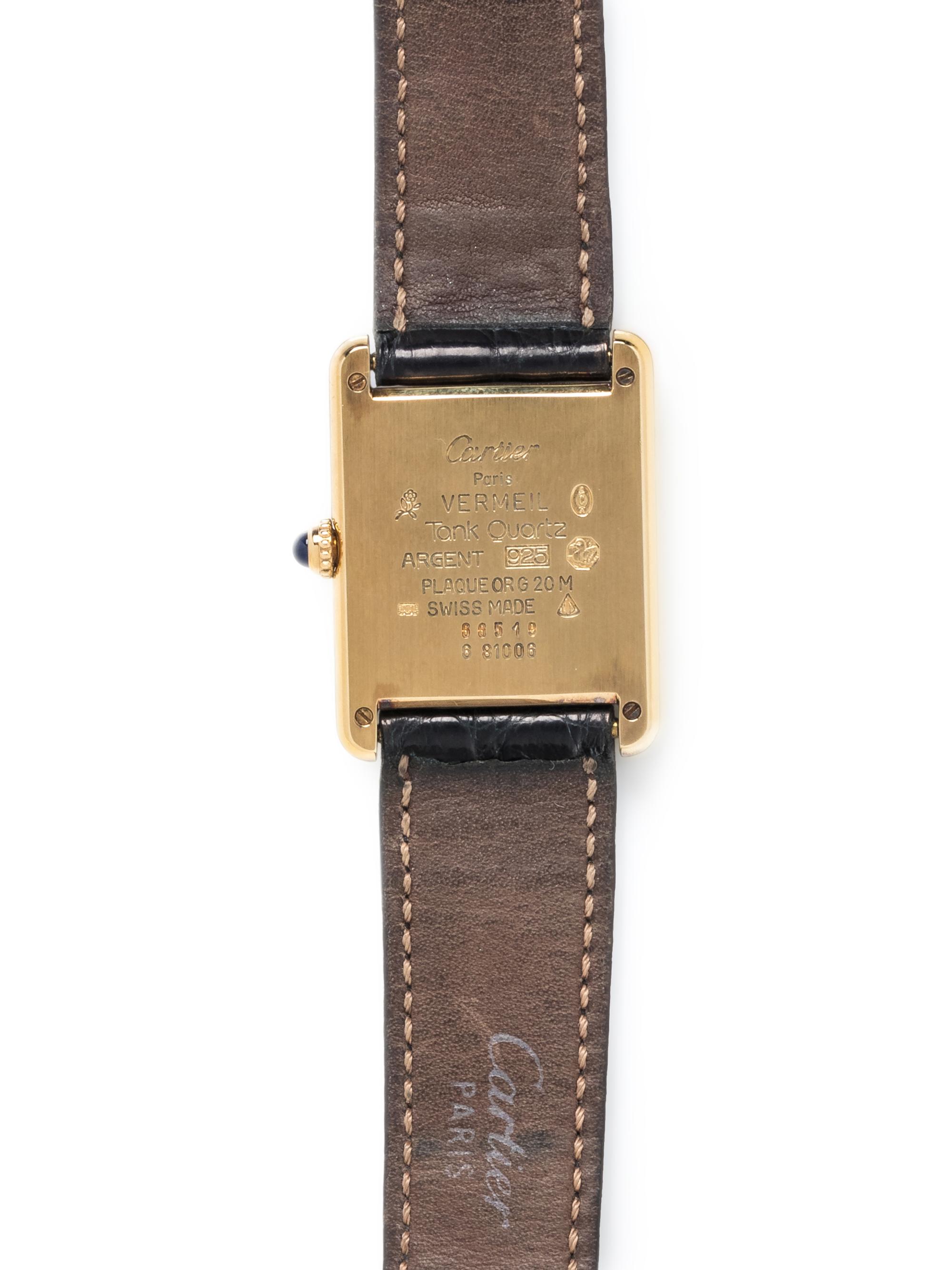 CARTIER, YELLOW GOLD VERMEIL 'TANK' WRISTWATCH