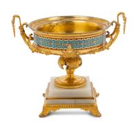 A French Gilt Bronze, Onyx and Champlevé Center Bowl