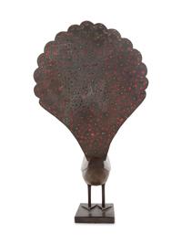 A Qajar Damascened Steel Peacock