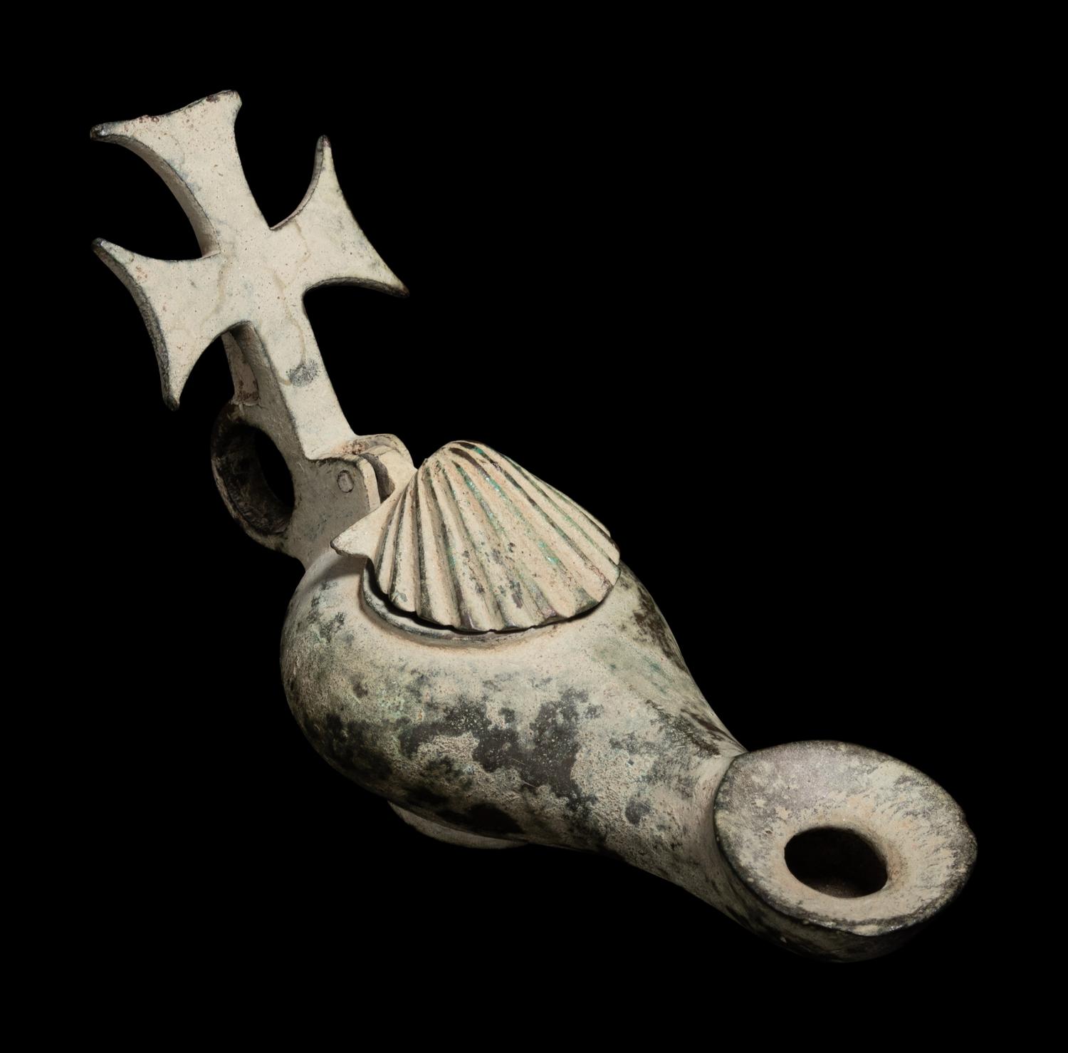 A Byzantine Bronze Lamp and Lampstand
