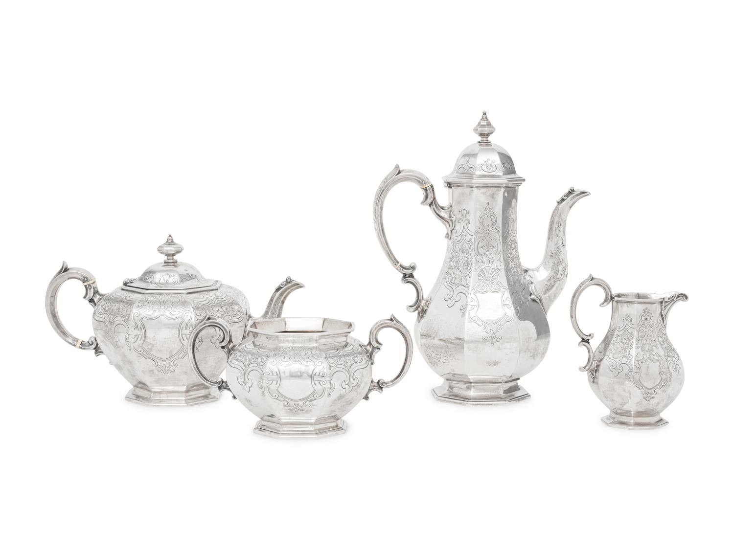 A Victorian Silver Four-Piece Tea Service
