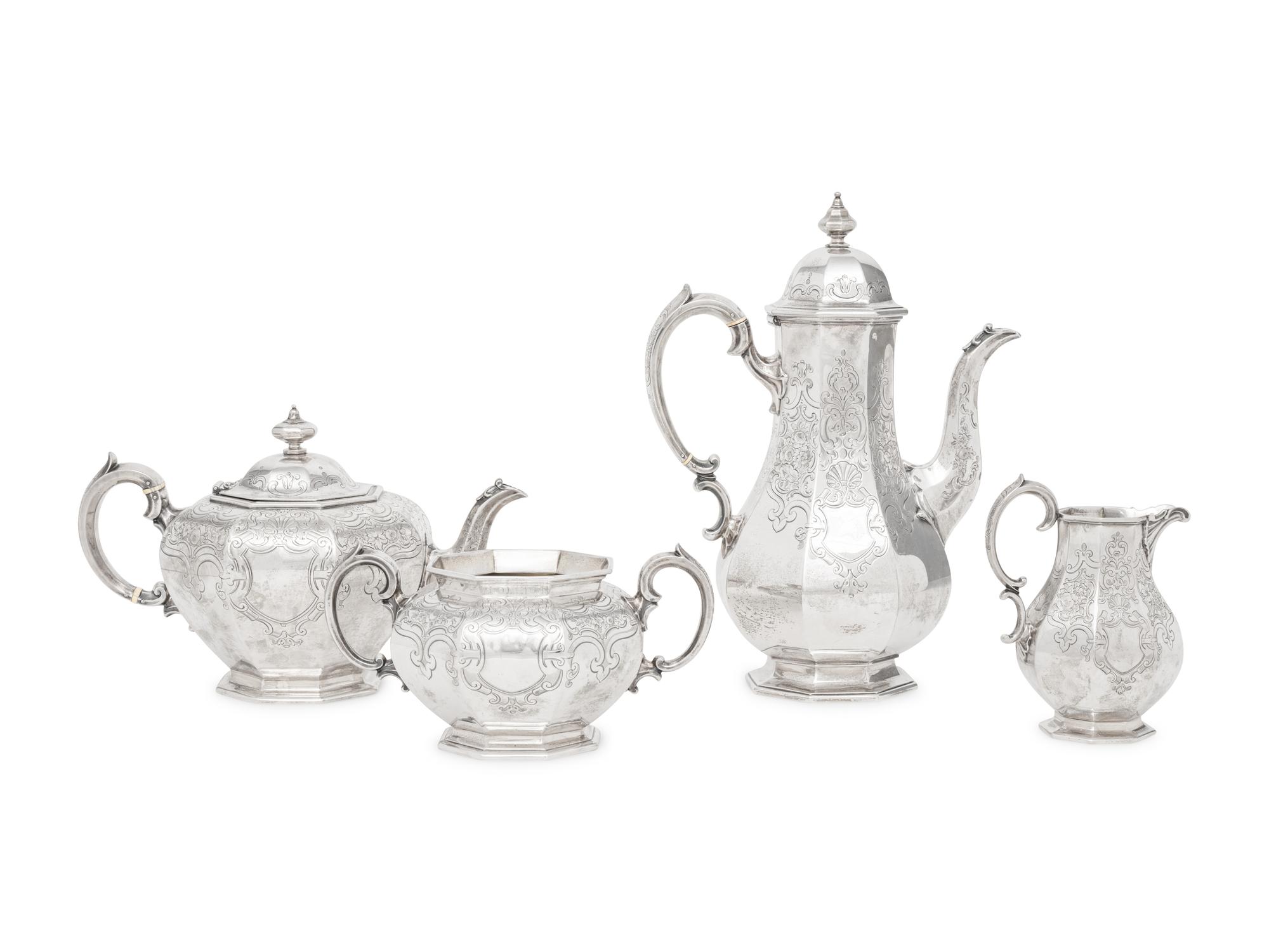 A Victorian Silver Four-Piece Tea Service