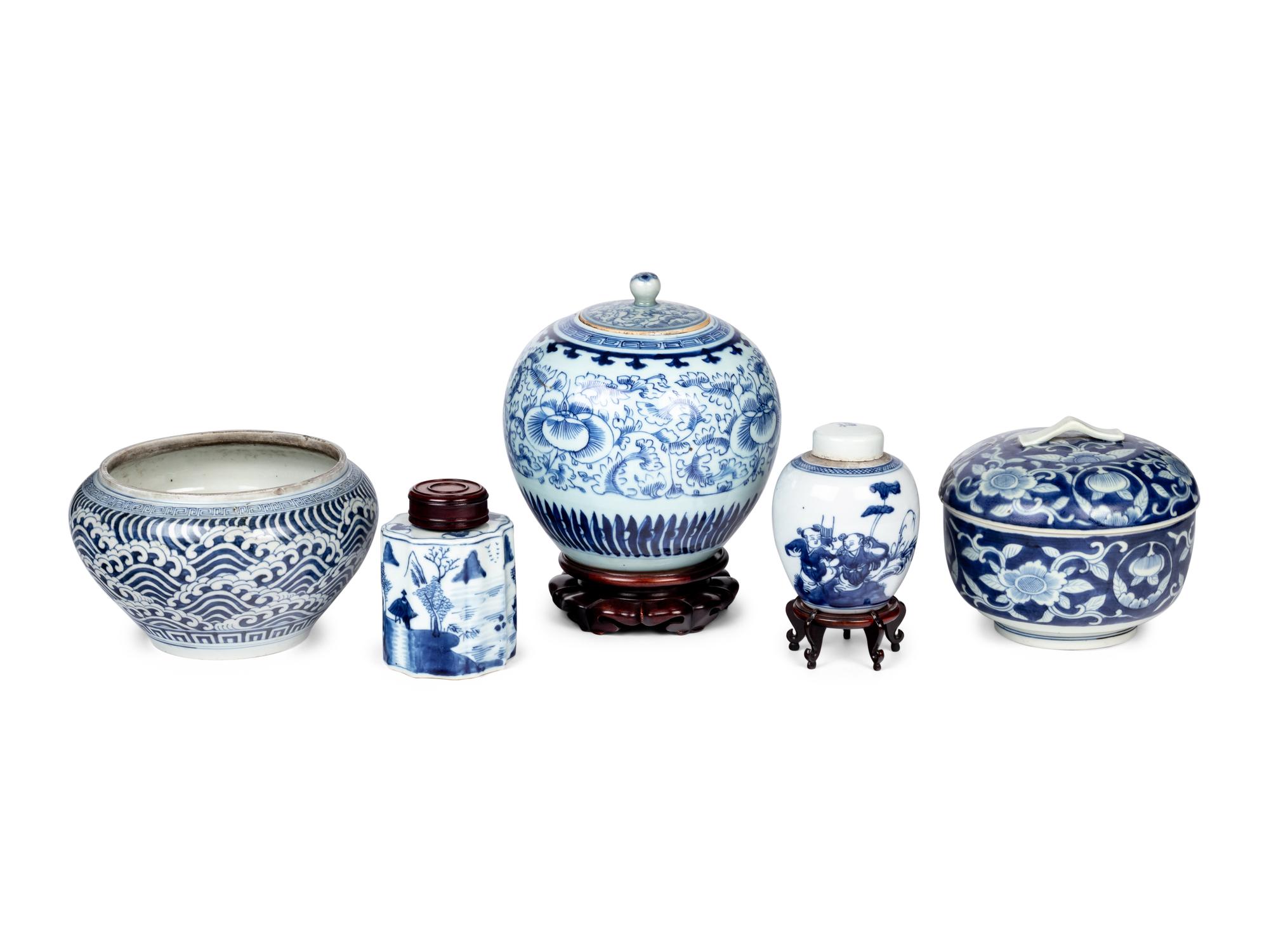 A Group of Blue and White Porcelain Articles