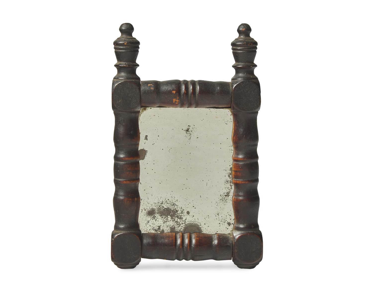 A Bergen County Ladder Back Chair and Small Looking Glass, New Jersey, 19th Century