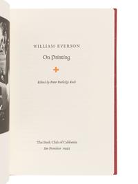 [BOOK CLUB OF CALIFORNIA]. EVERSON, William (1912-1994). On Printing. San Francisco: The Book Club of California, 1992.