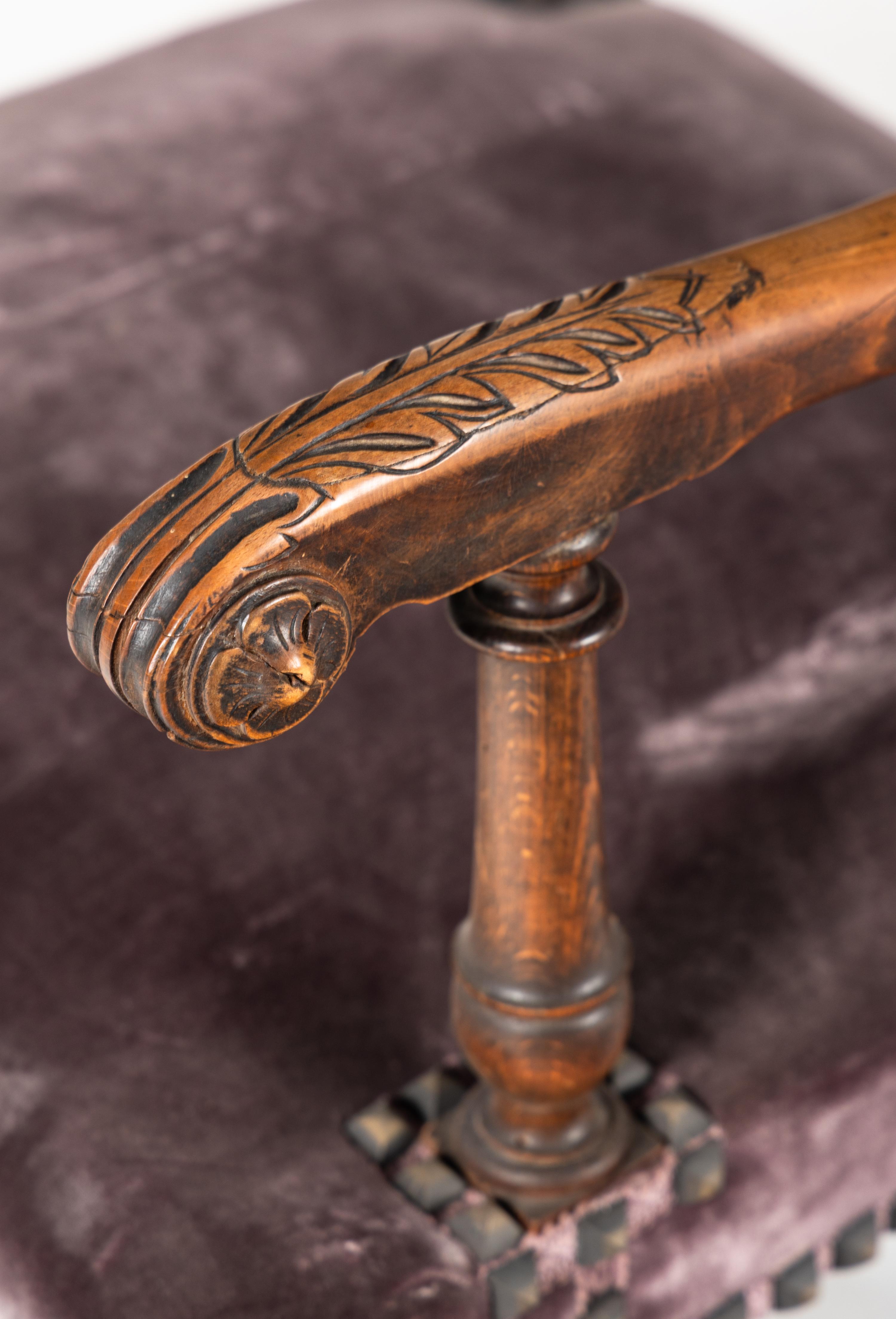 A Pair of Louis XIV Style Carved Fruitwood Fauteuils