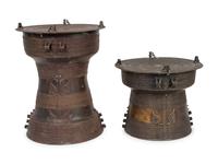 Two Southeast Asian Bronze Rain Drums