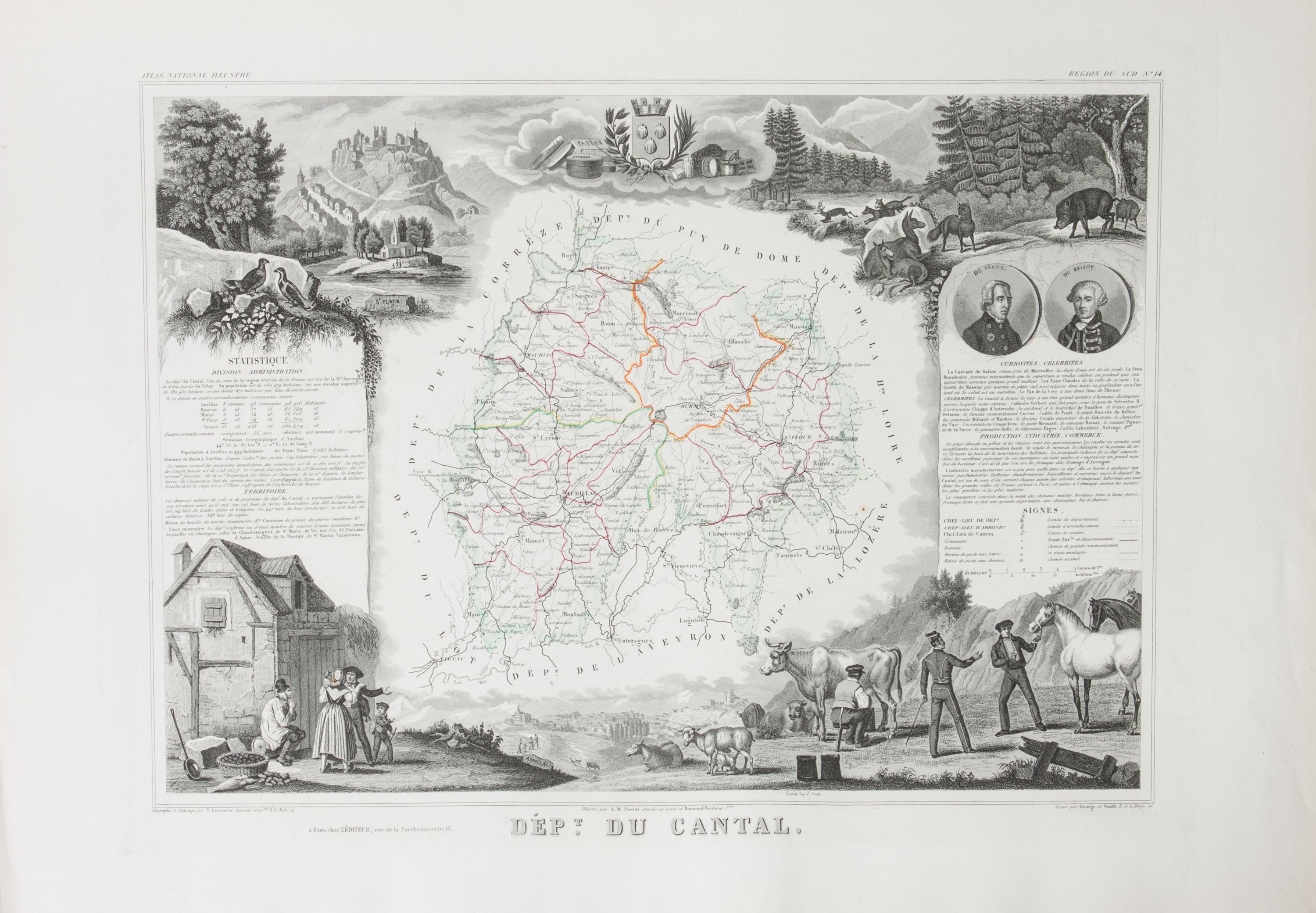 A Collection of Twelve French Engravings, 19TH CENTURY, comprising maps of wine-producing regions from Atlas National Illustre, unframe
