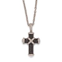 DIAMOND AND BLACK DIAMOND CROSS PENDANT/ NECKLACE