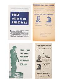 [PROGRESSIVE PARTY -- BASS, Charlotta (1874-1969)]. A group of 4 Progressive Party pamphlets from the 1952 presidential election with vice presidential nominee Bass, the first African American female candidate.