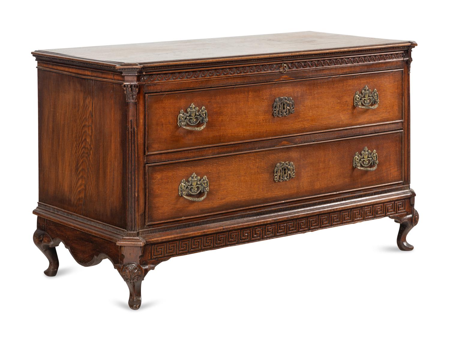 A Dutch Carved Oak Two Drawer Chest