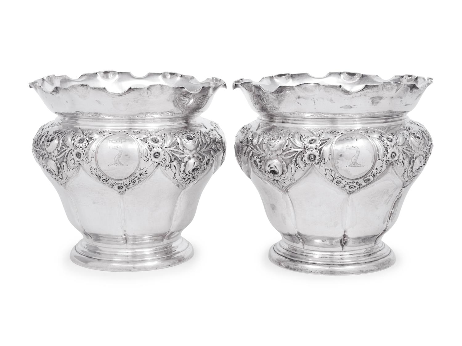 A Pair of Edwardian Silver Jardinieres