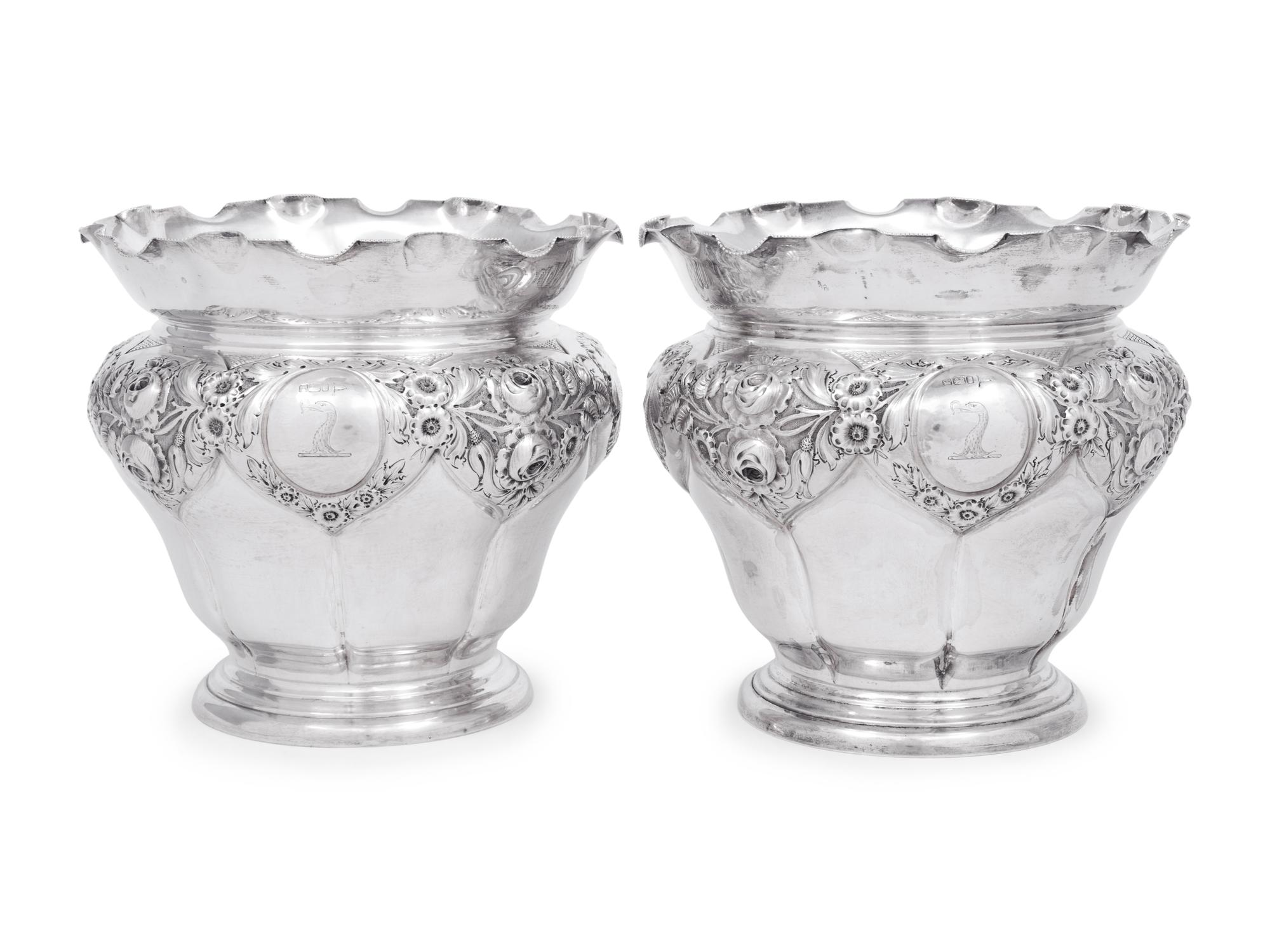 A Pair of Edwardian Silver Jardinieres