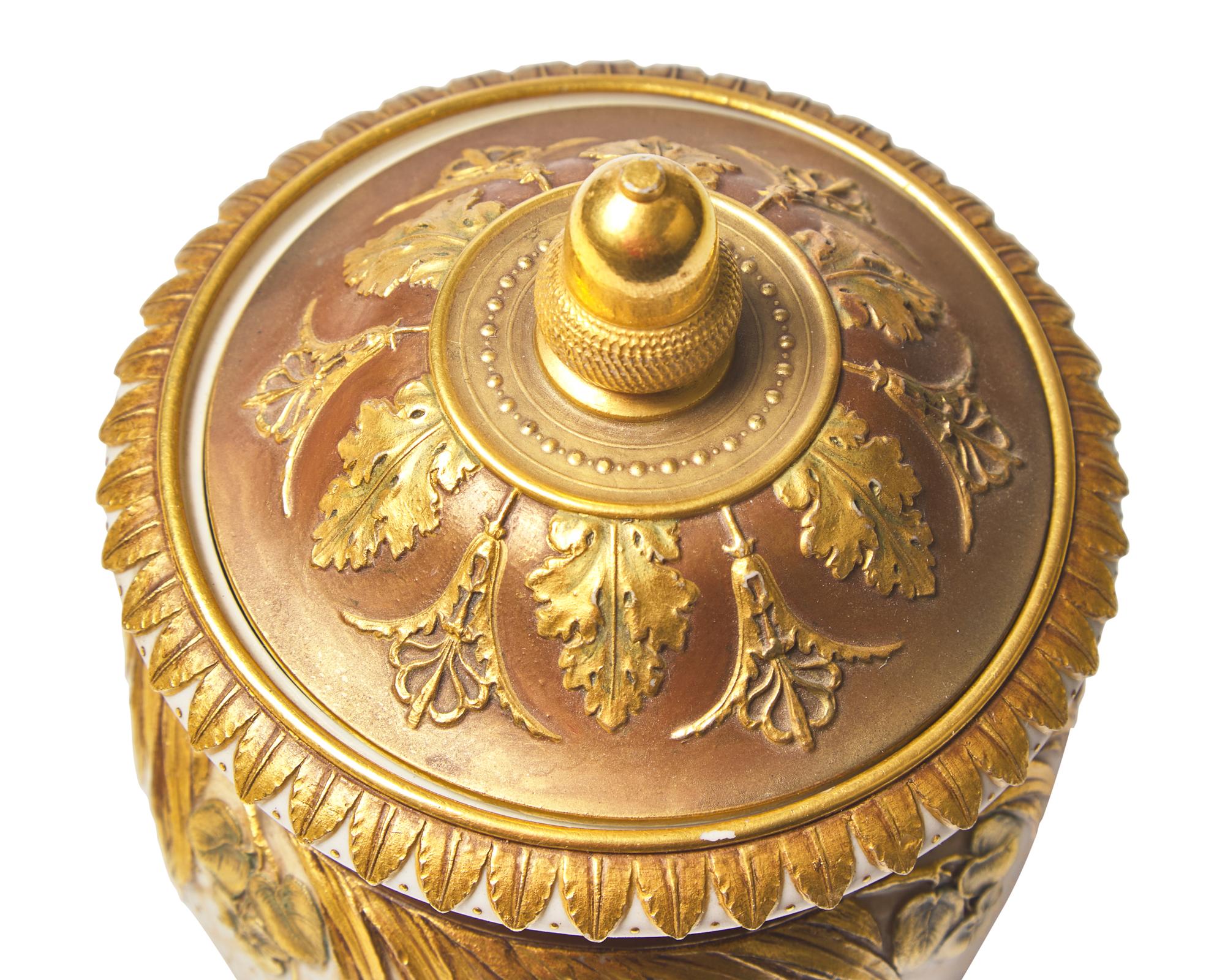 Wedgwood Bronzed and Parcel-Gilt Queensware Vase and Cover