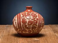 Carved Redware Pottery Jar