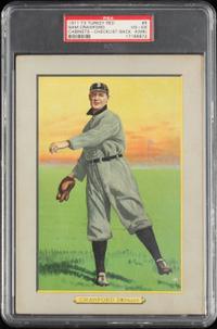A 1911 T3 Turkey Red Cabinets Sam Crawford Baseball Card (PSA 4MK VG-EX) Checklist Back