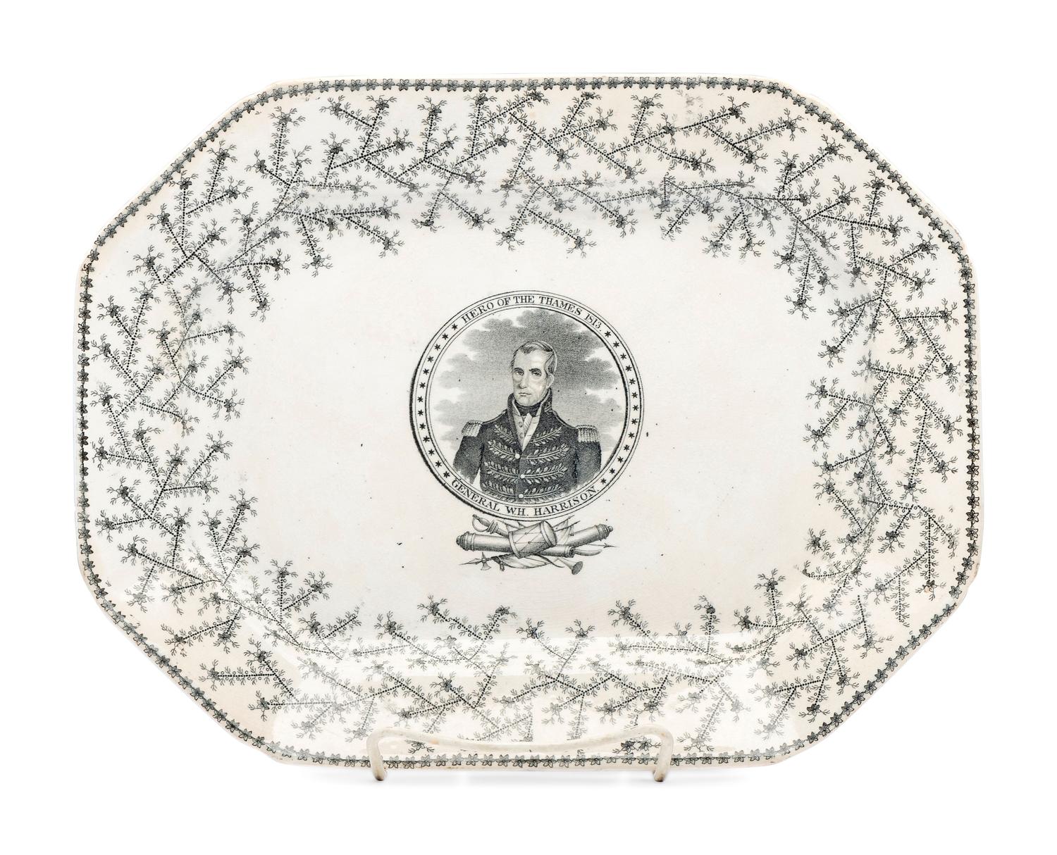 A Rare Staffordshire Transfer-Print Creamware 'Hero of the Thames' William Henry Harrison Platter