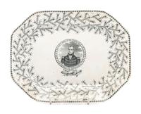 A Rare Staffordshire Transfer-Print Creamware 'Hero of the Thames' William Henry Harrison Platter